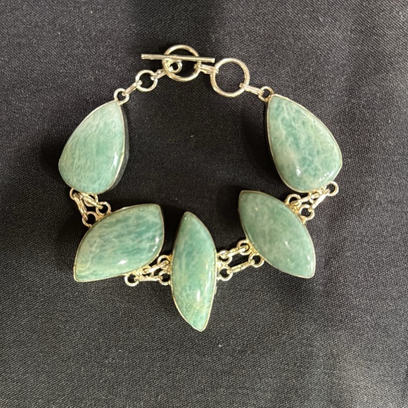 (M) NWOT 925 SS Green Amazonite Necklace & bracelet - Picture 3 of 6